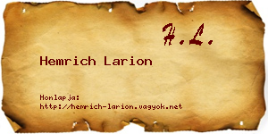 Hemrich Larion névjegykártya